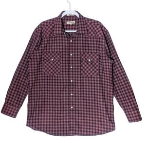 Foxfire Mens Pearl Snap Red Flannel Button Down Shirt Sz L Western Plaid